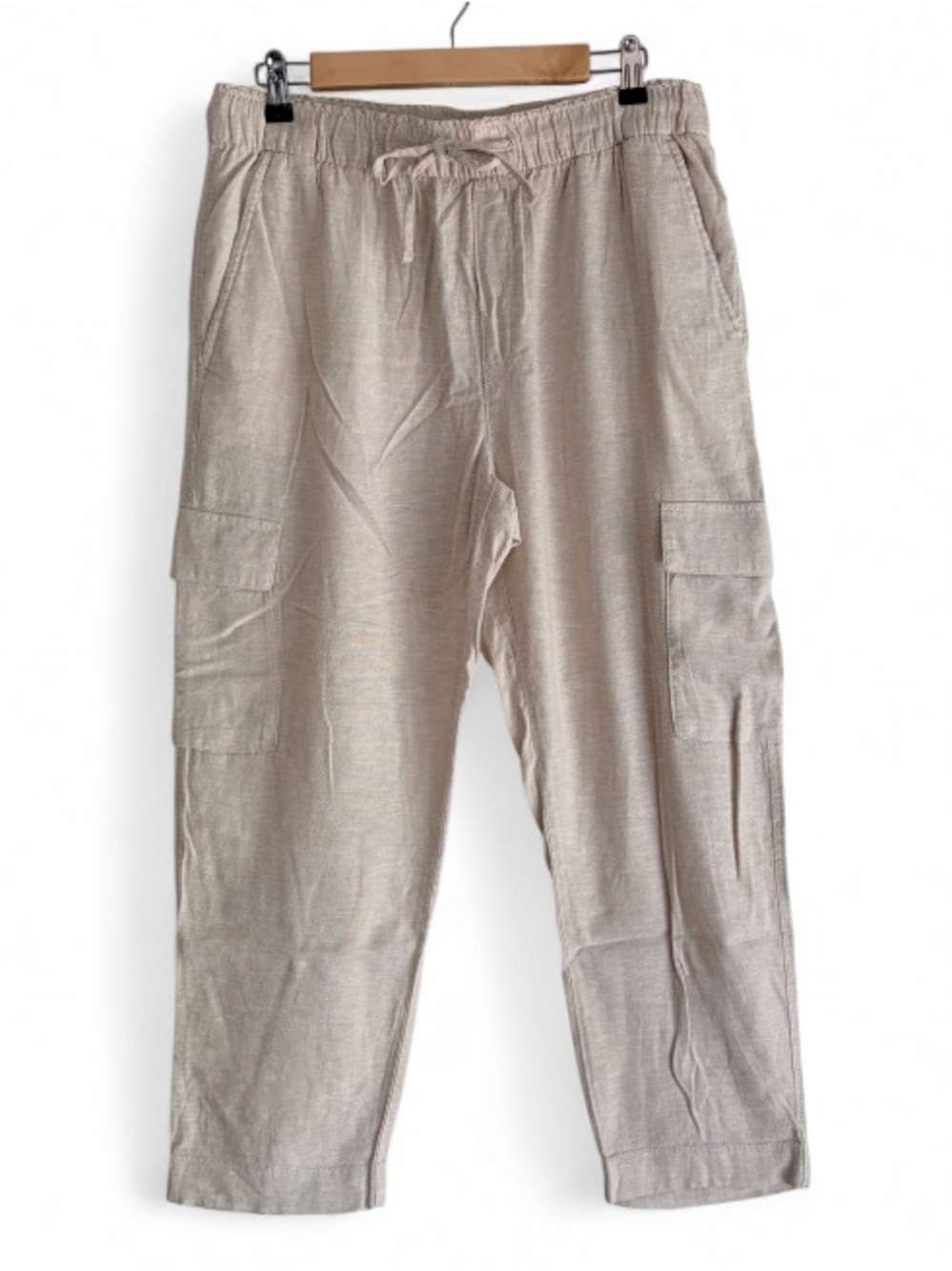 Gap Women's Beige Linen Blend Cargo Easy Pants Size M